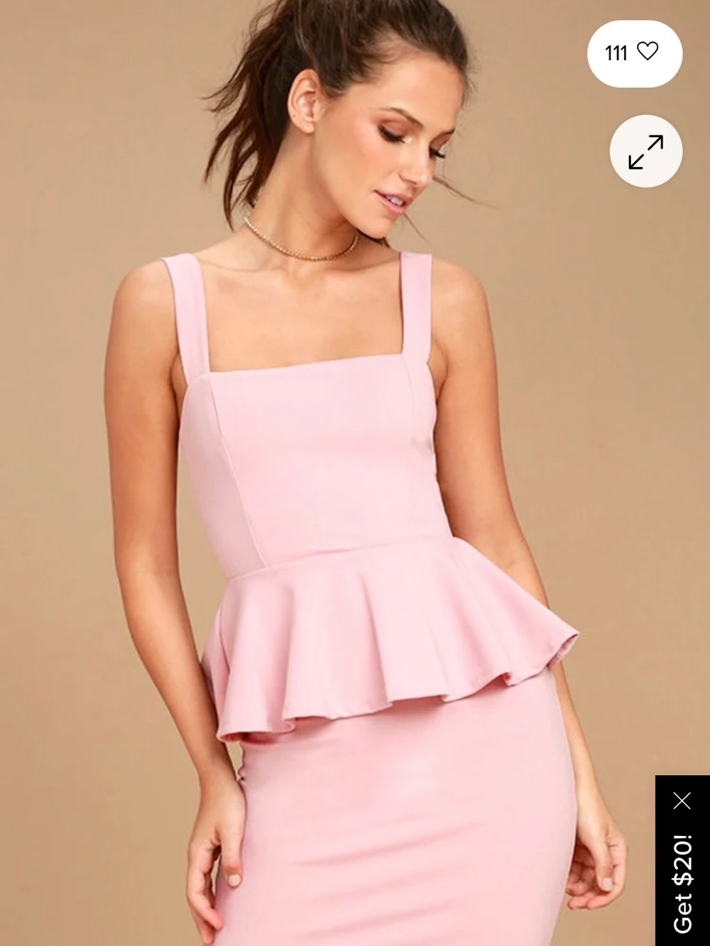 Lulu's Blush Pink Sleeveless Peplum Sheath Dress